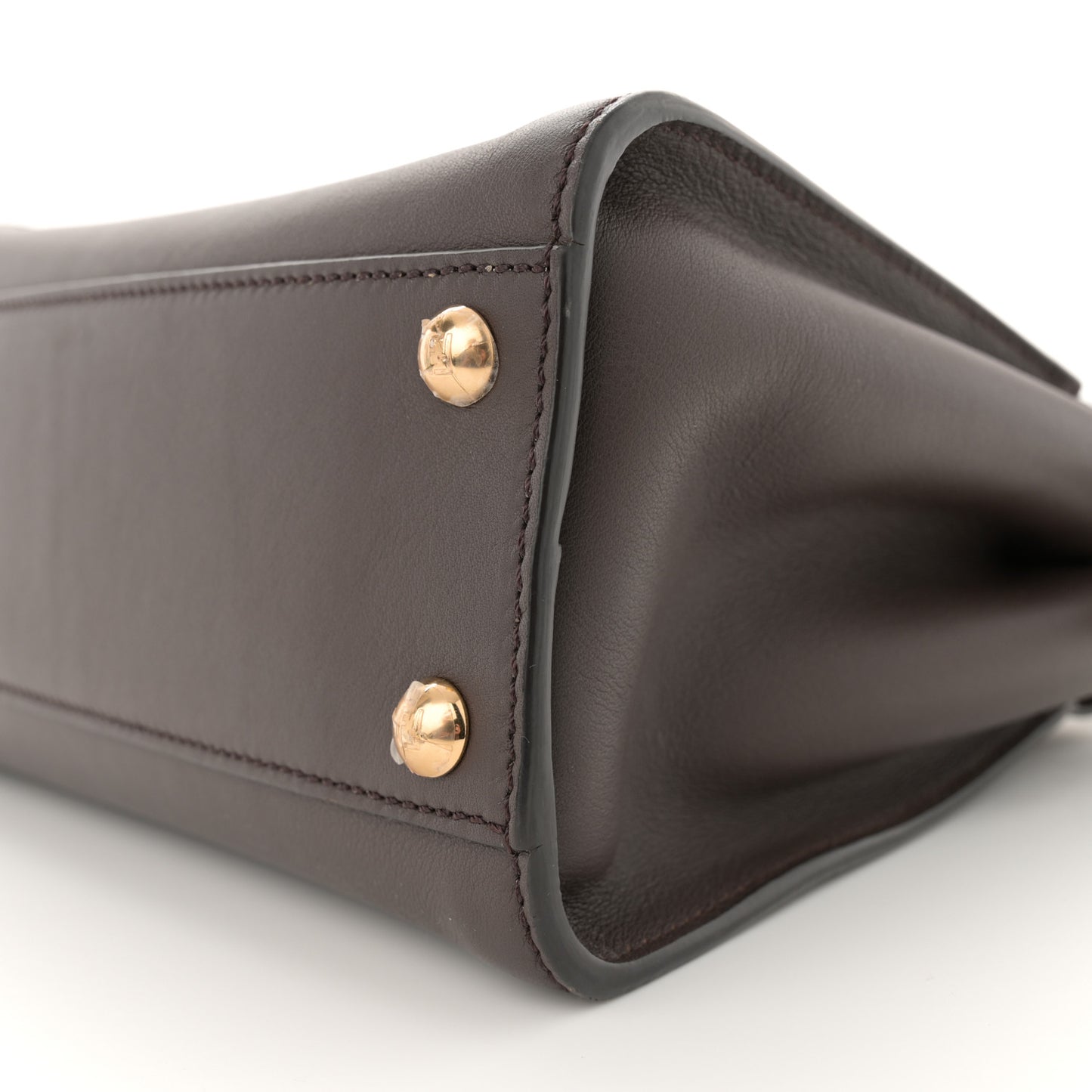 Vitello Seta Suede FF Mini Peekaboo Iconic Satchel Chocolate Sigaro Marrone