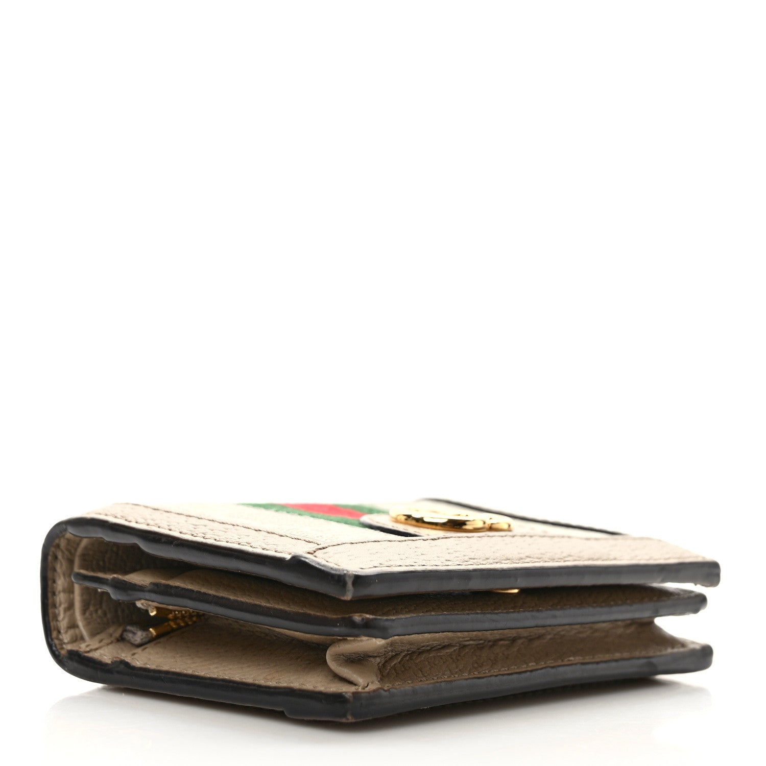Gucci GG Supreme Monogram Textured Dollar Calfskin Web Ophidia Card Case Beige Mystic White Oatmeal 4 of 6