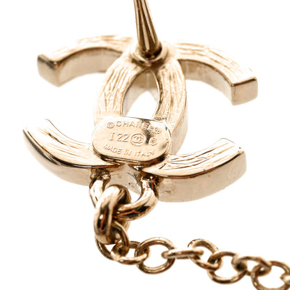 Chanel Metal Crystal CC Chain Cuff Earrings Gold 4 of 4