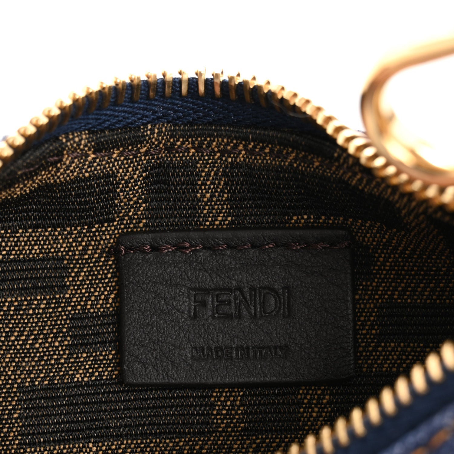 Fendi Denim Shiny Nappa Nano Fendigraphy Hobo Charm Blue Moro