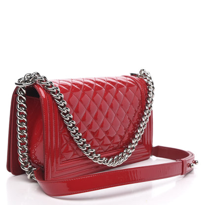 Chanel Patent Calfskin Quilted Medium Plexiglass Boy Flap Red 3 of 11