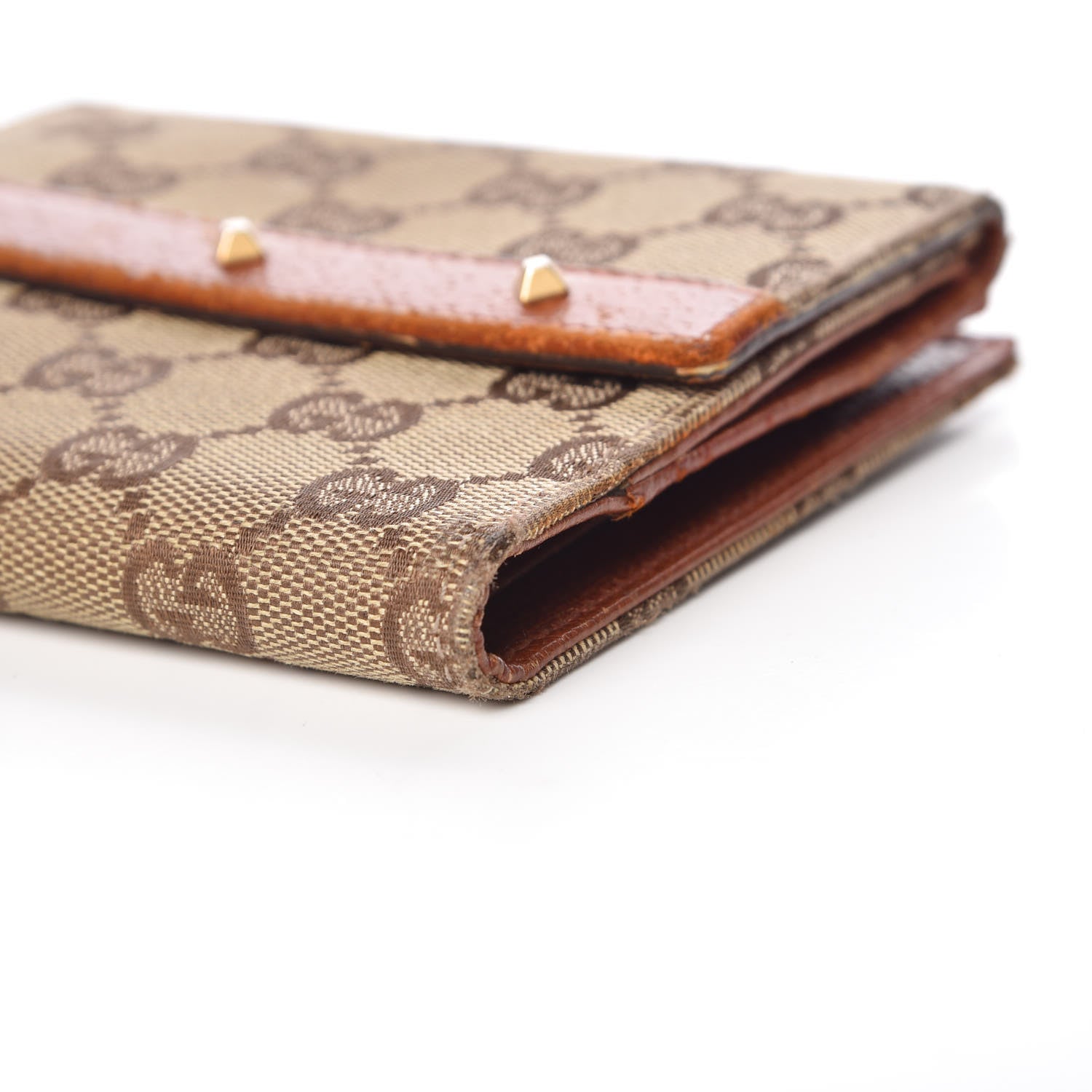 Gucci Monogram Studded French Flap Wallet Brown 9 of 12