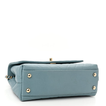 Chanel Caviar Chevron Quilted Mini Coco Handle Flap Light Blue 4 of 10