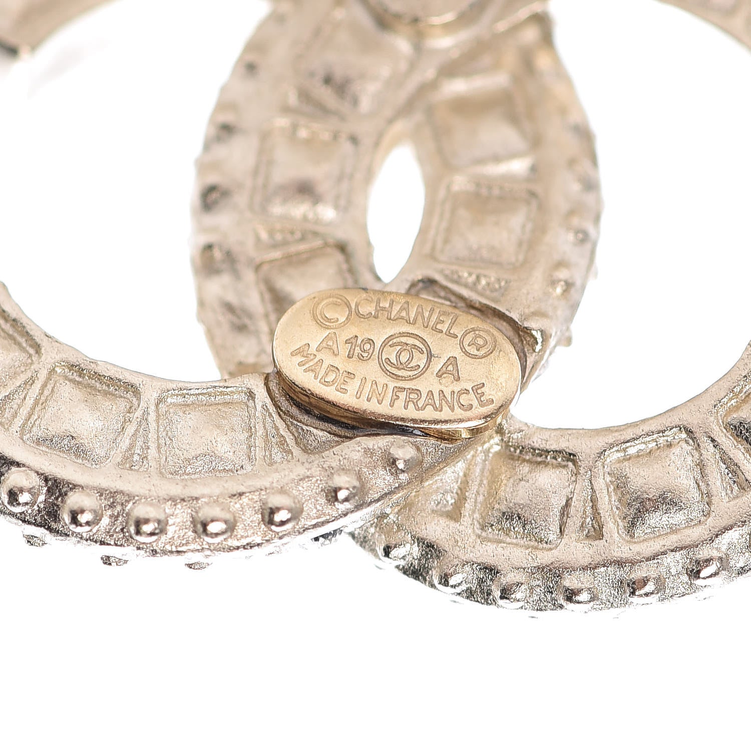 Chanel Crystal CC Earrings Light Gold 3 of 5