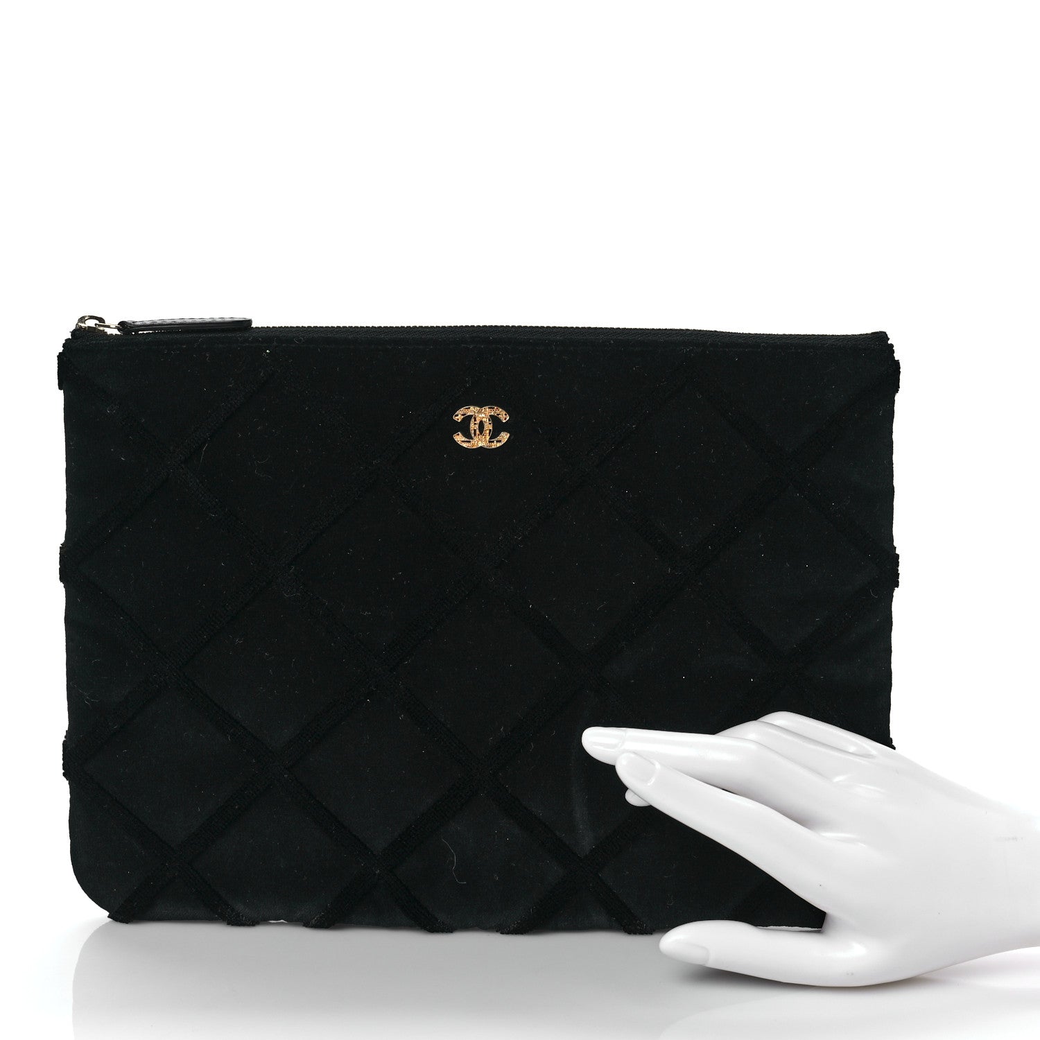 Chanel Velvet Quilted Medium Cosmetic Case Black 2 of 7