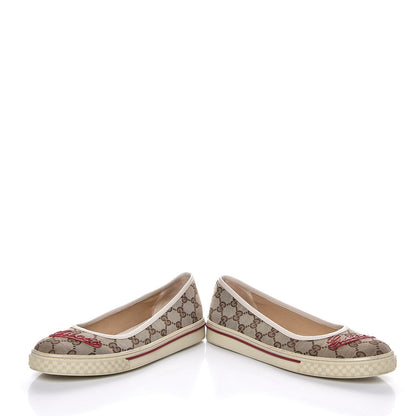Gucci Monogram Script Web Flats 38 Beige Ebony 6 of 11