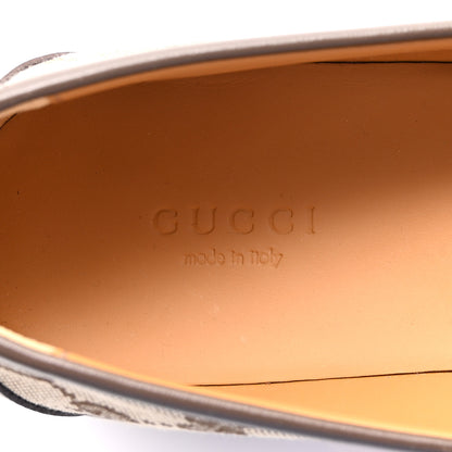Gucci Monogram Horsebit Calfskin Womens Horsebit Wedge Platform Loafers 41 Beige Ebony 8 of 10