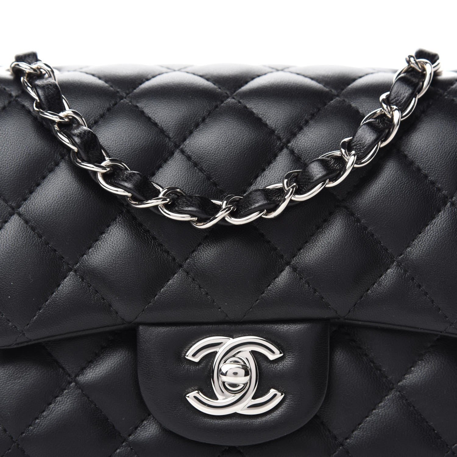 Chanel Lambskin Quilted Mini Square Flap Black 10 of 11