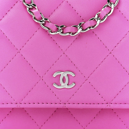 Chanel Lambskin Quilted Mini Wallet On Chain WOC Pink 8 of 12
