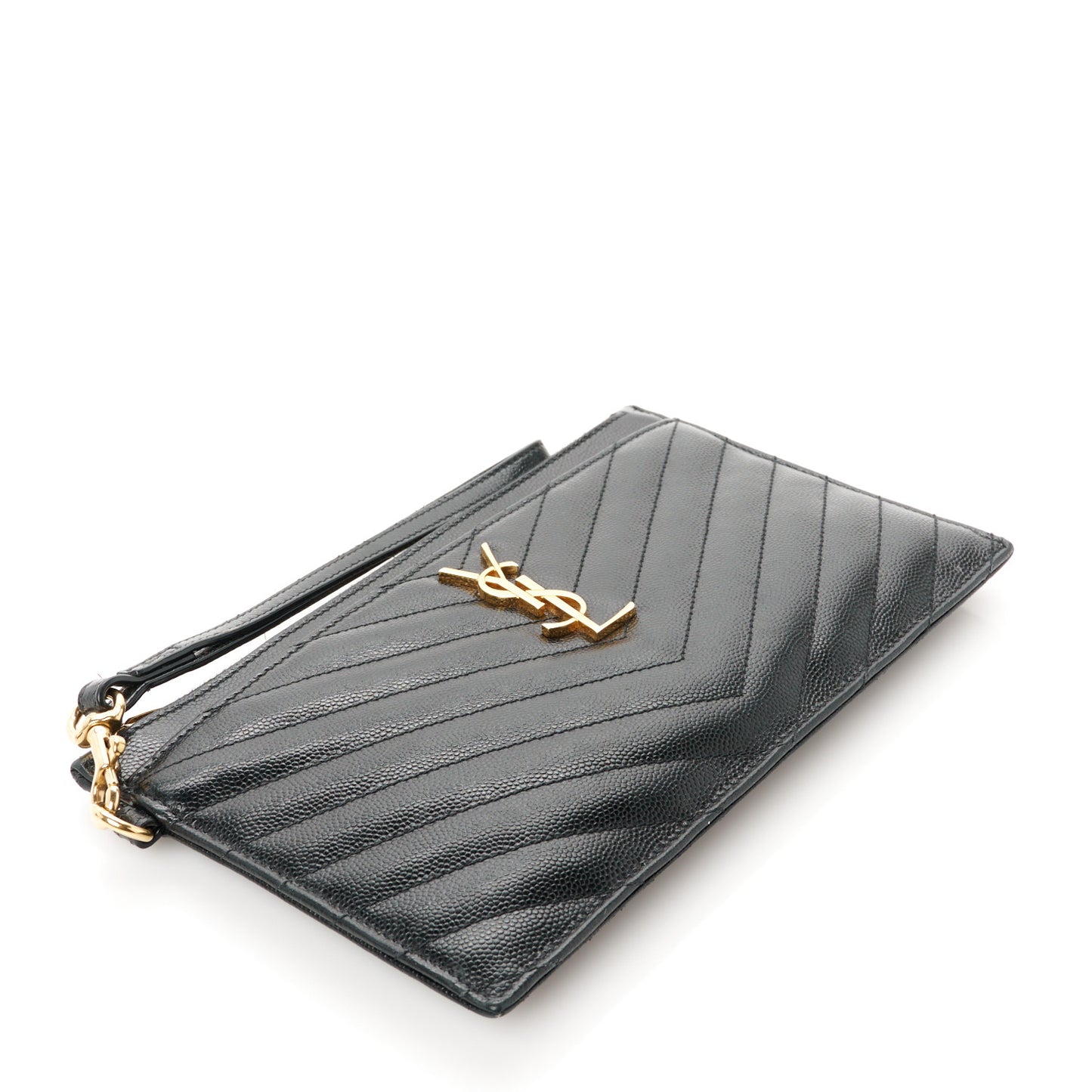 Grain De Poudre Chevron Monogram Large Bill Pouch Black
