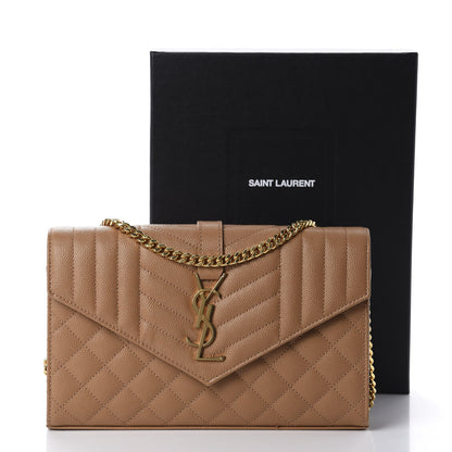 Saint Laurent Grain De Poudre Mixed Matelasse Triquilt Monogram Chain Wallet Dune 11 of 11