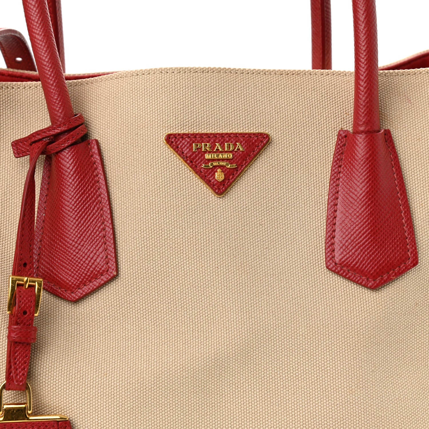 Prada Canapa Saffiano Large Double Bag Corda Fuoco 7 of 10