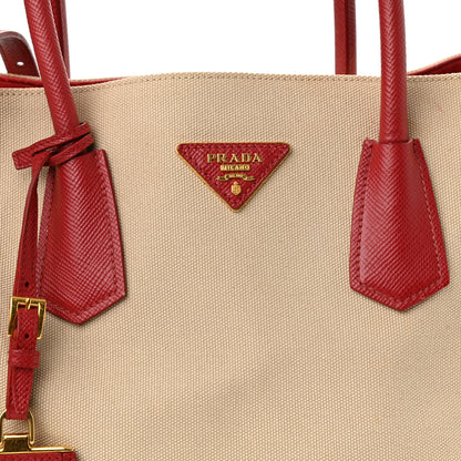 Prada Canapa Saffiano Large Double Bag Corda Fuoco 7 of 10