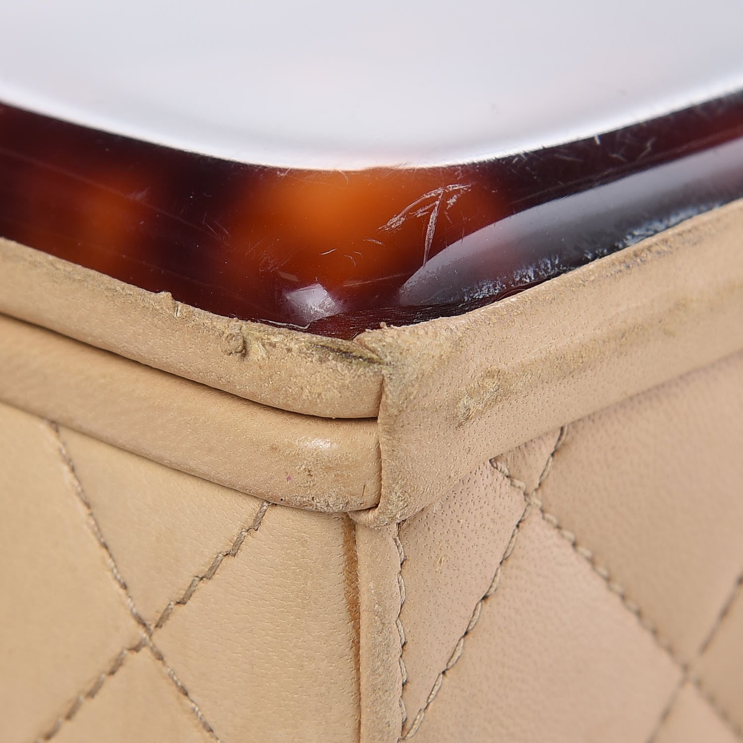 Chanel Lambskin Quilted Tortoise Box Bag Beige 17 of 19