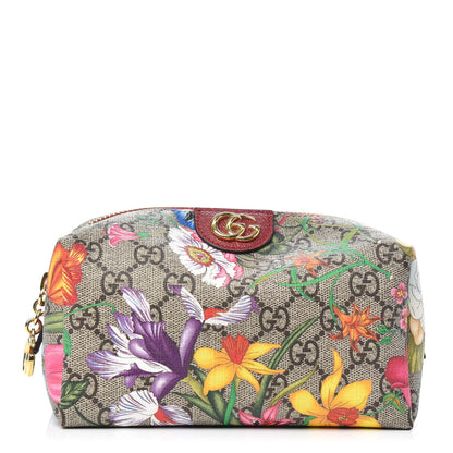 Gucci Soft GG Supreme Monogram Flora Calfskin Medium Ophidia Cosmetic Case Beige Ebony Multicolor Rosso 1 of 10