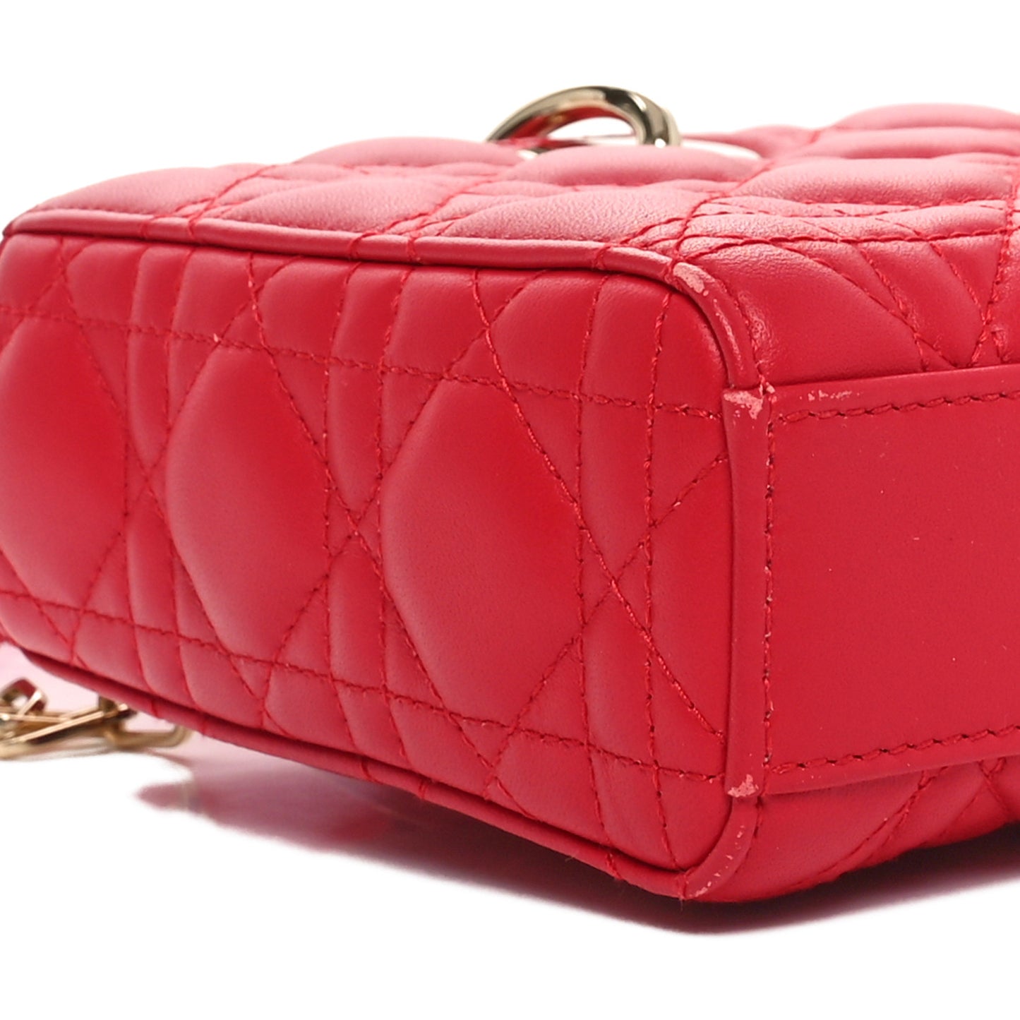 Lambskin Cannage Medium Lady D-Joy Red