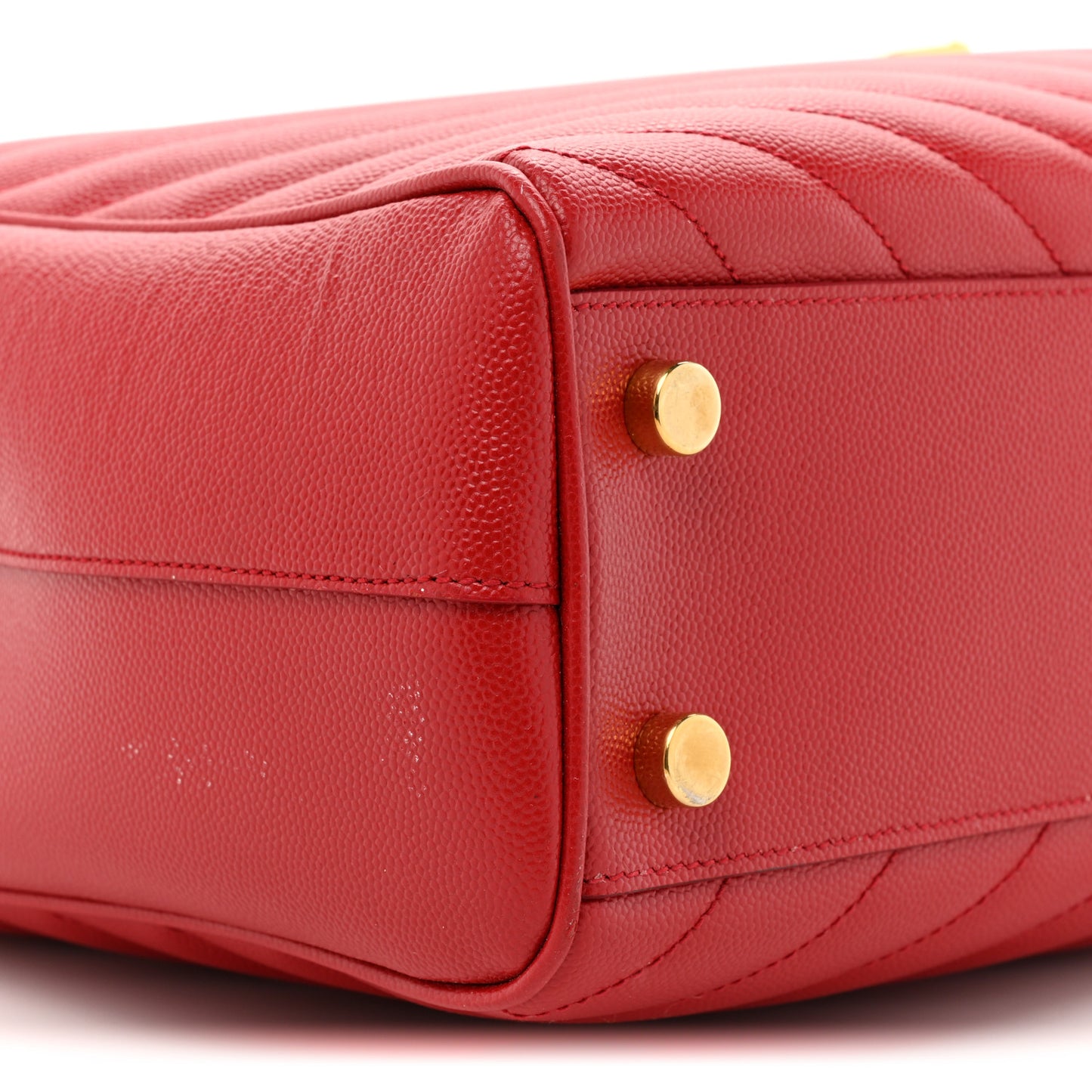 Grain De Poudre Matelasse Chevron Monogram Shopping Bag Red