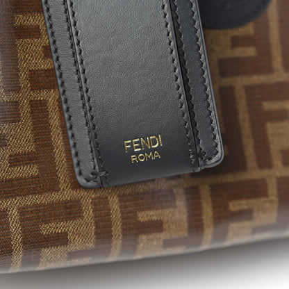 Fendi Glazed Fabric Vitello Century FF 1974 Stamp Patch Mini Peekaboo Defender Cover Mogano Panna Black 6 of 12