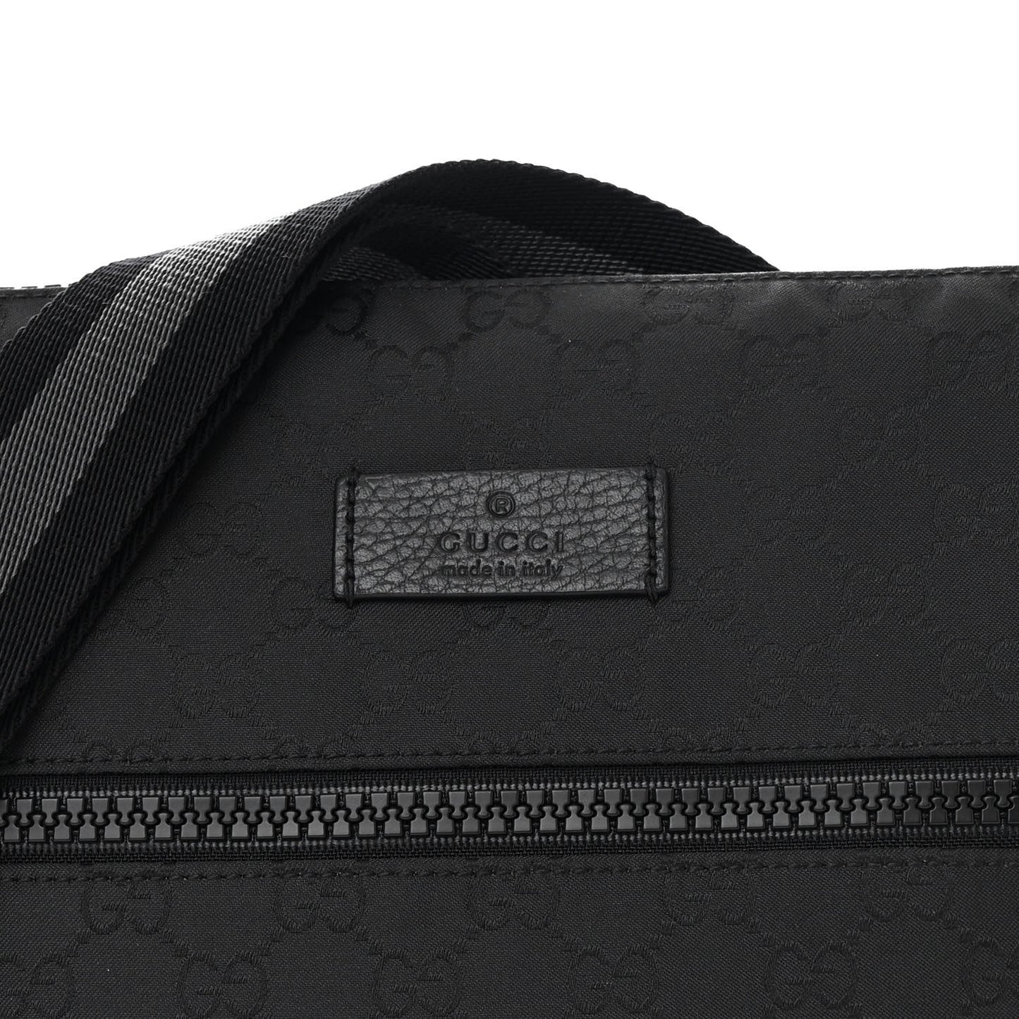 Nylon Monogram Medium Flat Messenger Bag Black
