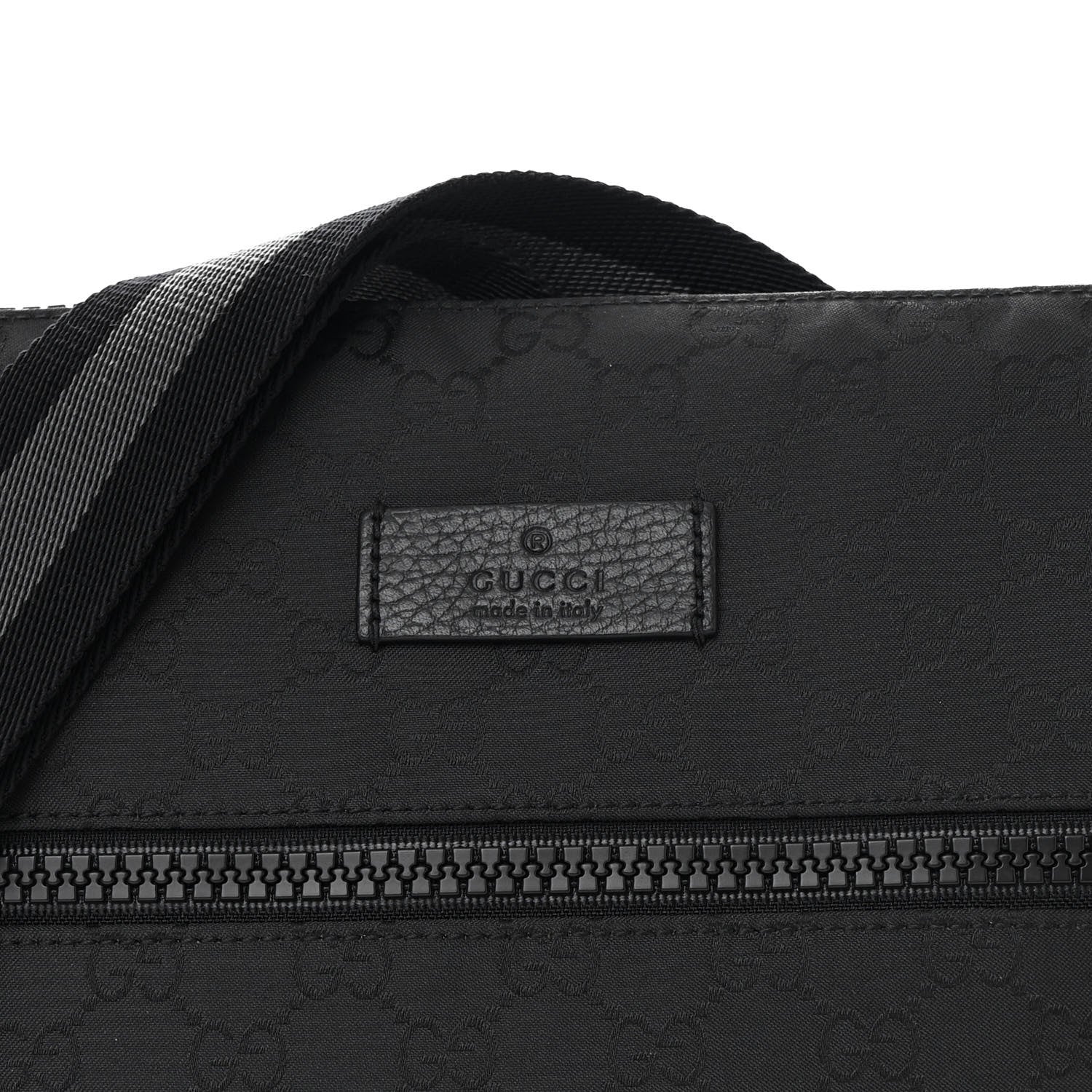 Gucci Nylon Monogram Medium Flat Messenger Bag Black 8 of 10