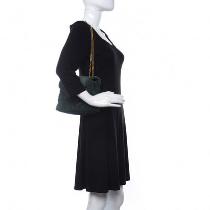 Saint Laurent Suede Calfskin Y Quilted Monogram Small Loulou Chain Satchel Green 2 of 11