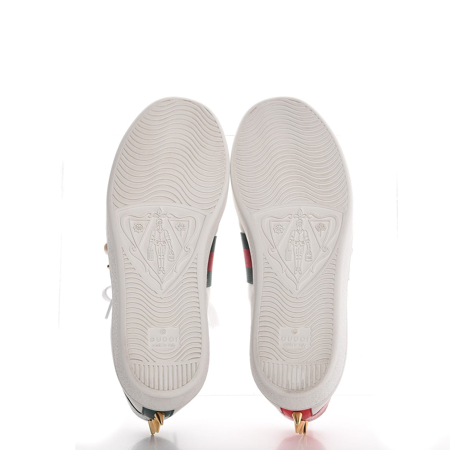 Calfskin Web Studded Ace Sneakers 37.5 White