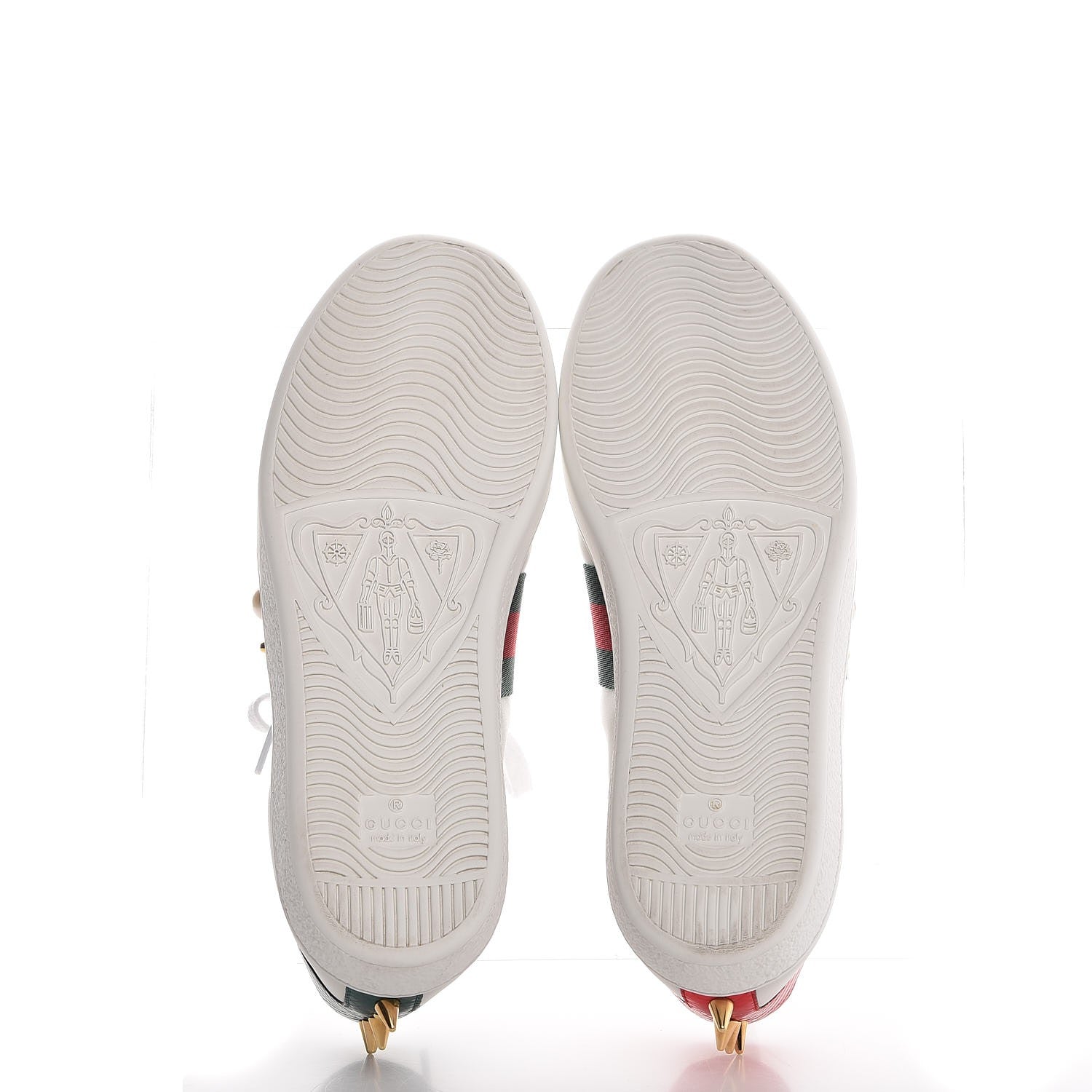 Gucci Calfskin Web Studded Ace Sneakers 37.5 White 5 of 9