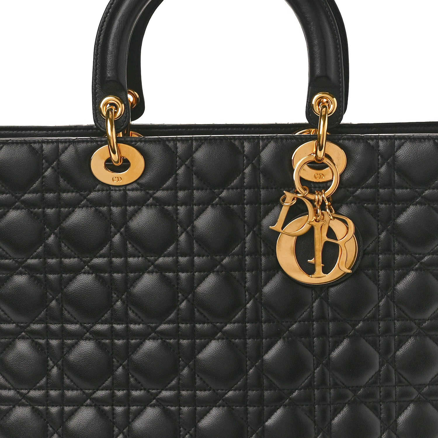 Christian Dior Lambskin Cannage Large Lady Dior Black 8 of 12
