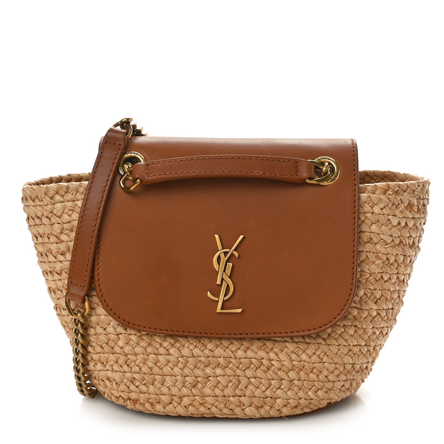 Saint Laurent Raffia Calfskin Mini Manon Natural Brick 1 of 9
