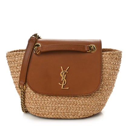 Saint Laurent Raffia Calfskin Mini Manon Natural Brick 1 of 9