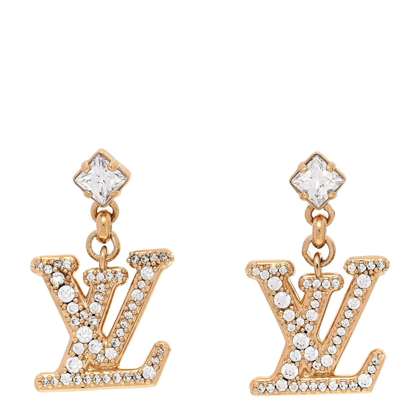 Crystal Lady LV Earrings Gold