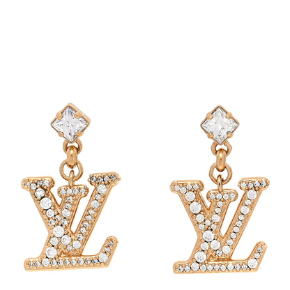 Louis Vuitton Crystal Lady LV Earrings Gold 1 of 4