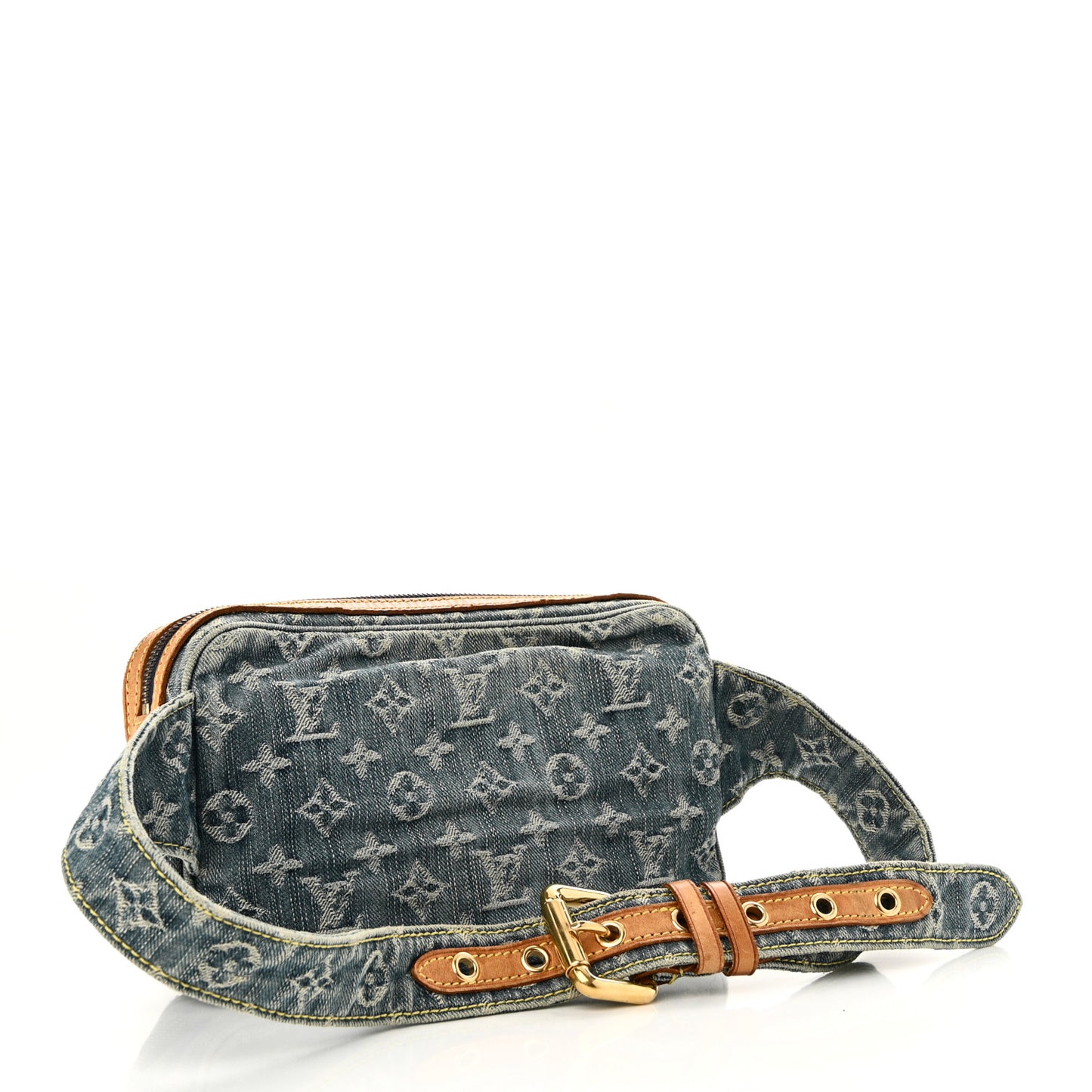 Monogram Denim Bum Bag Blue