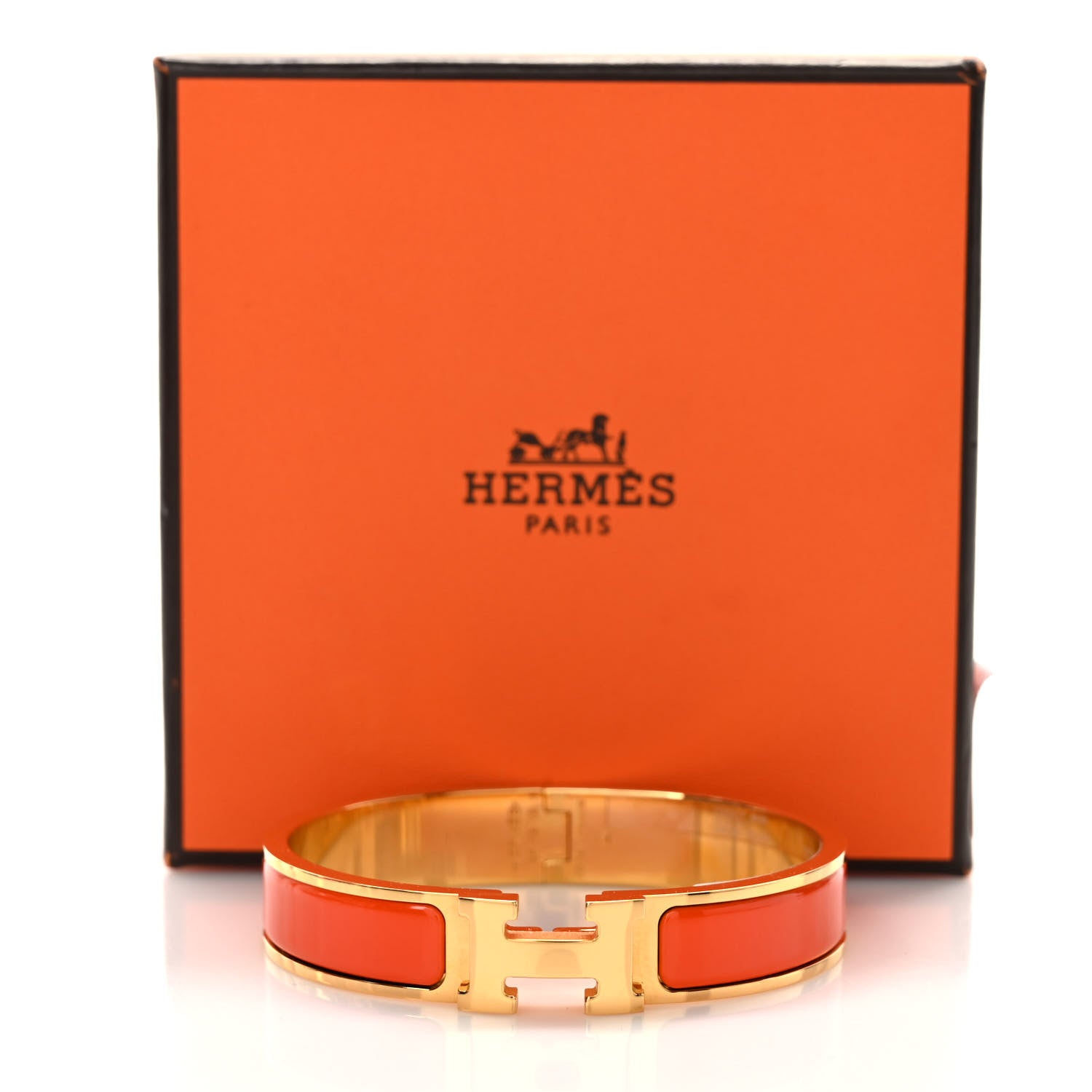 Hermes Enamel Narrow Clic Clac H Bracelet GM Orange Fruite 6 of 6