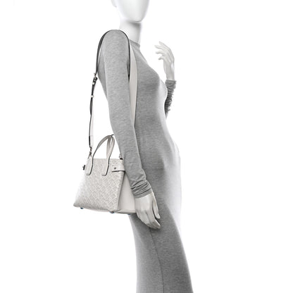Burberry Calfskin Perforated Small Banner Tote Chalk White 2 of 13