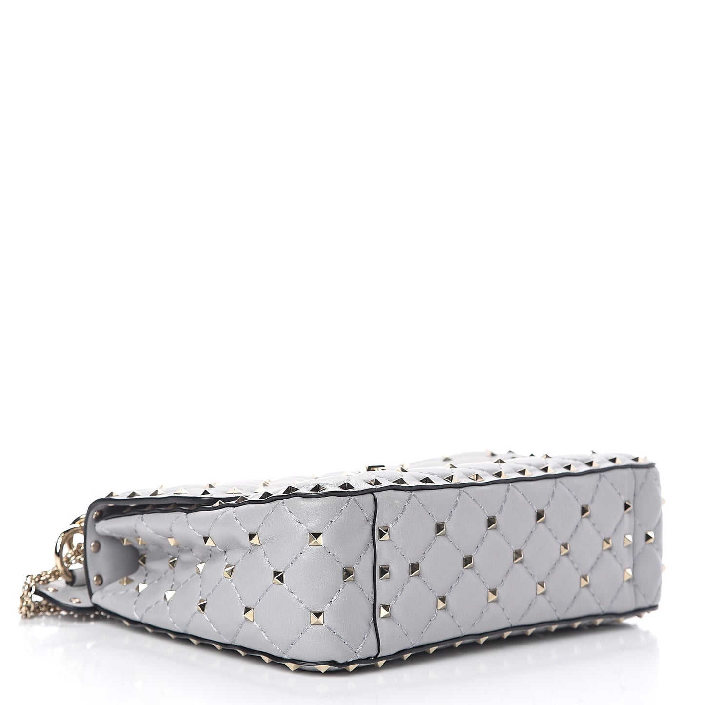 Nappa Medium Rockstud Spike Shoulder Bag Pastel Grey