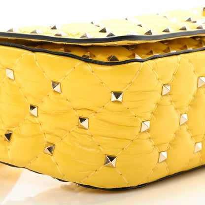 Valentino Garavani Nappa Small Rockstud Spike Shoulder Bag Yellow 8 of 9