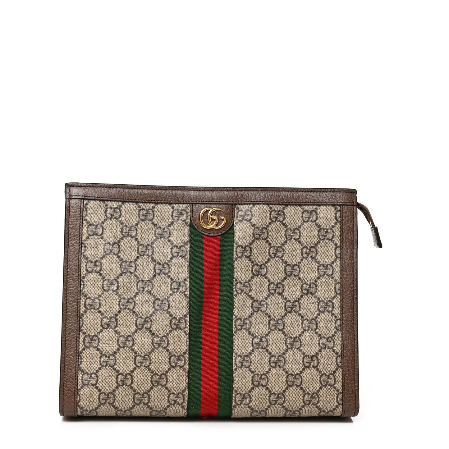 GG Supreme Monogram Web Ophidia Pouch Brown