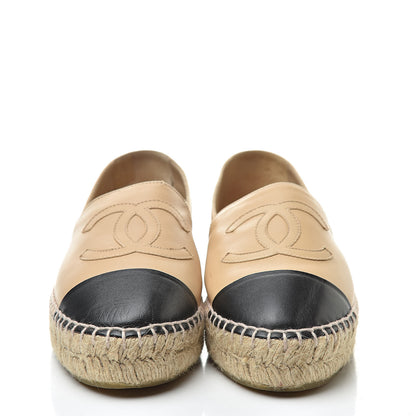 Chanel Lambskin CC Espadrilles 37 Beige Black 2 of 13