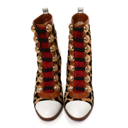 Christian Louboutin Calf Hair Leopard Print Who Dances 85 Ankle Boots 37.5 Gold Fauve 5 of 12