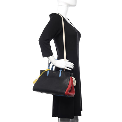 Saint Laurent Calfskin Small Cabas Rive Gauche Bag Black Red Yellow White 2 of 14