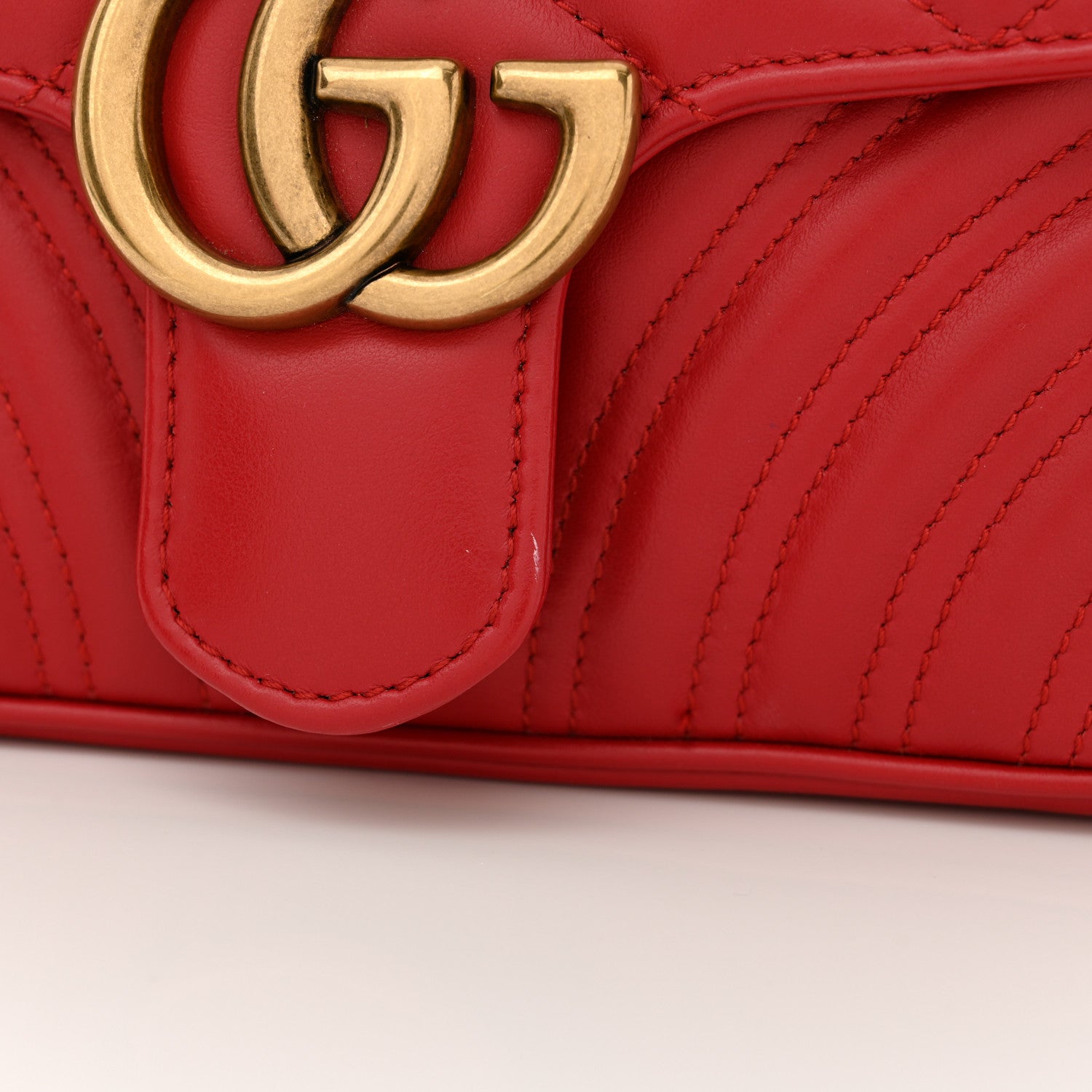 Gucci Calfskin Matelasse Mini GG Marmont Shoulder Bag Hibiscus Red 11 of 12