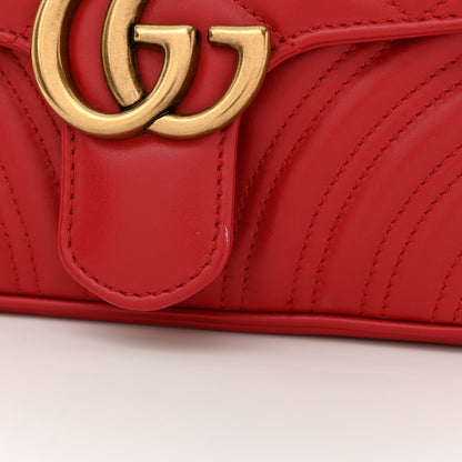 Gucci Calfskin Matelasse Mini GG Marmont Shoulder Bag Hibiscus Red 11 of 12