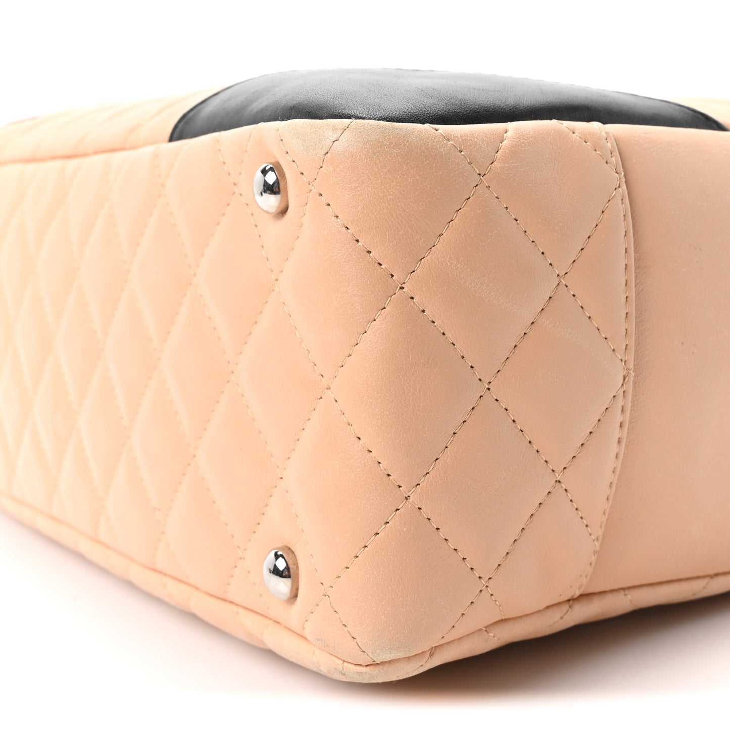 Calfskin Quilted Large Cambon Bowler Beige Black