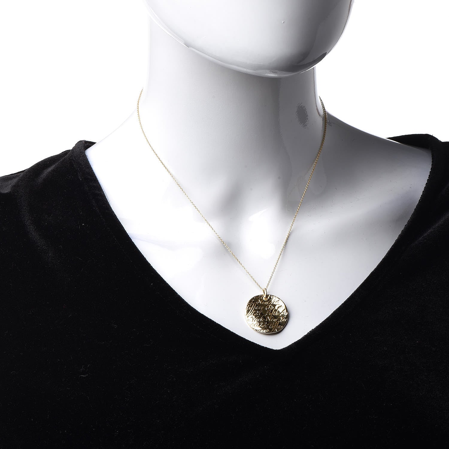 Tiffany 18K Yellow Gold Notes Round Pendant Necklace 2 of 8