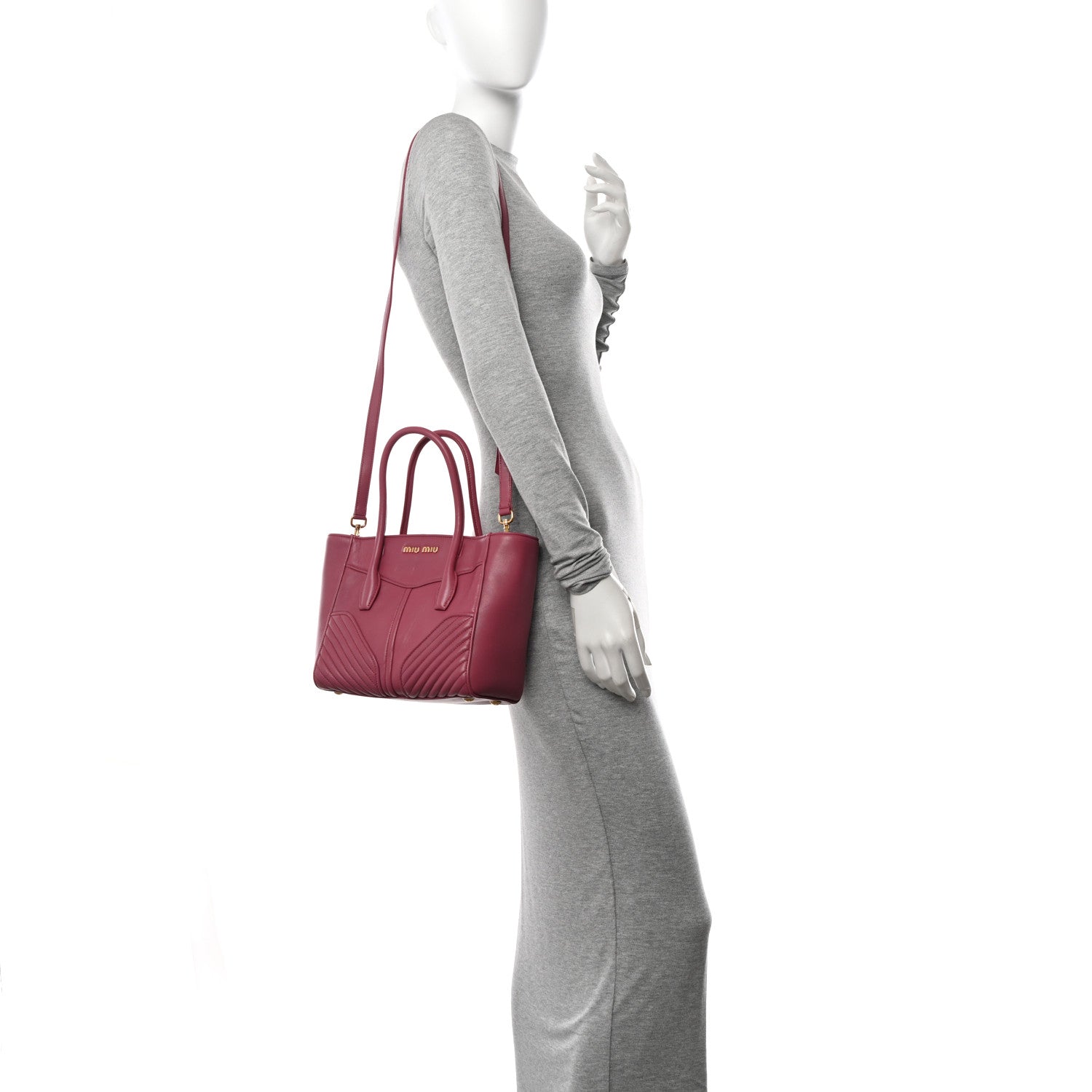 Miu Miu Nappa Matelasse Biker Tote Bruyere 2 of 10