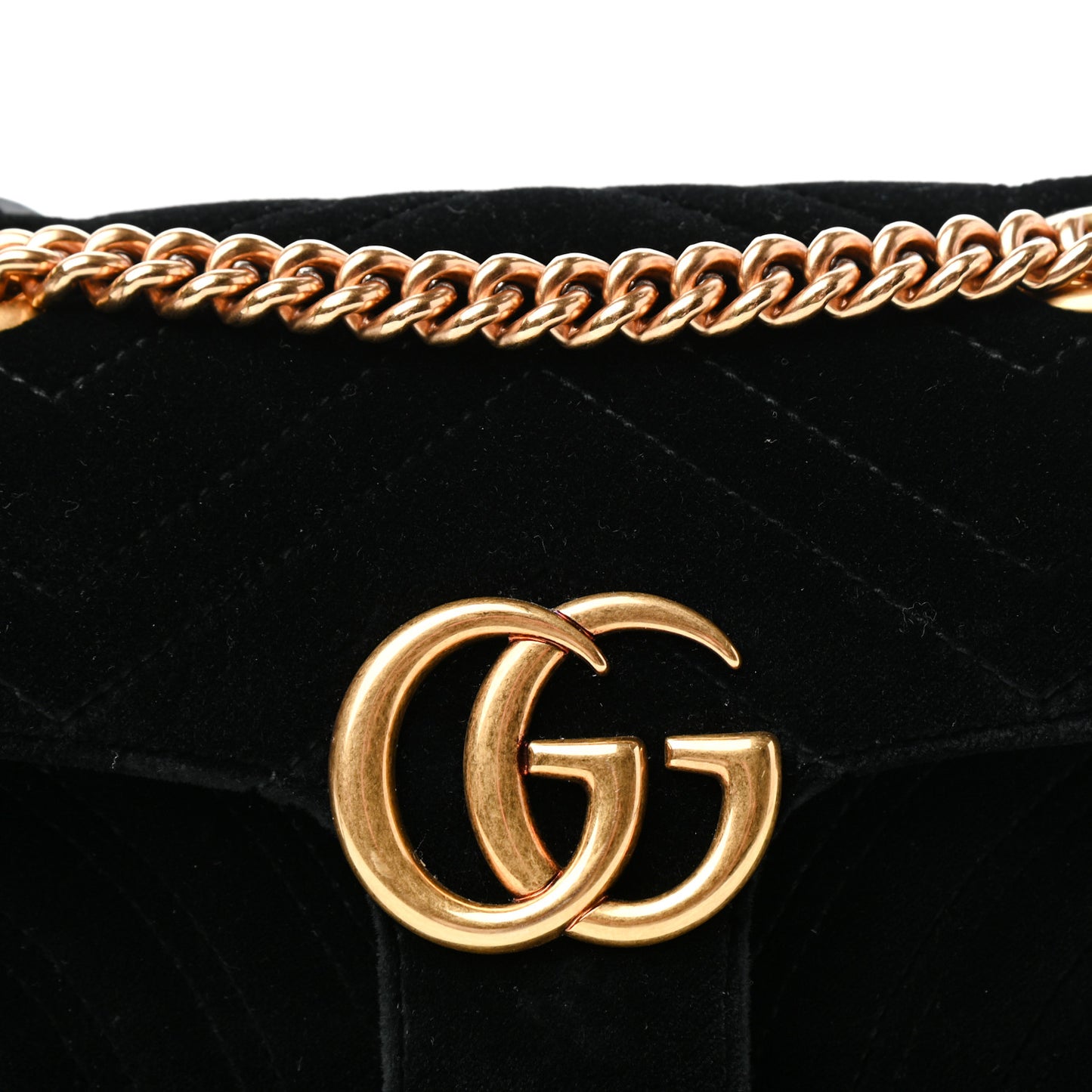 Velvet Matelasse Mini GG Marmont Shoulder Bag Black