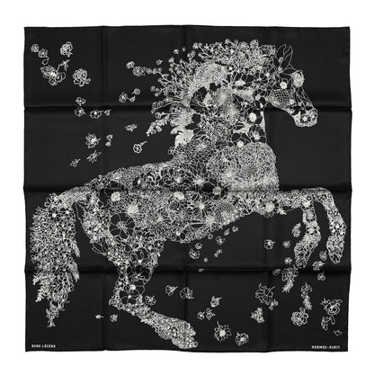 Hermes Silk Robe Legere Scarf 90 Black White 1 of 5