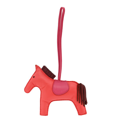 Hermes Milo Lambskin Grigri Rodeo Horse Bag Charm GM Rose Jaipur Shocking Rouge H 1 of 3