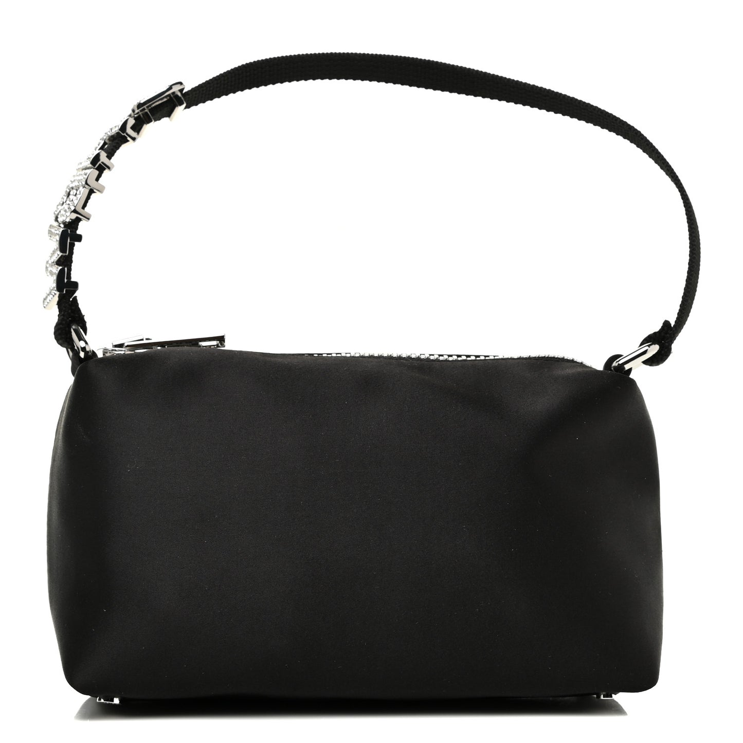 Satin Crystal Heiress Pouch Black